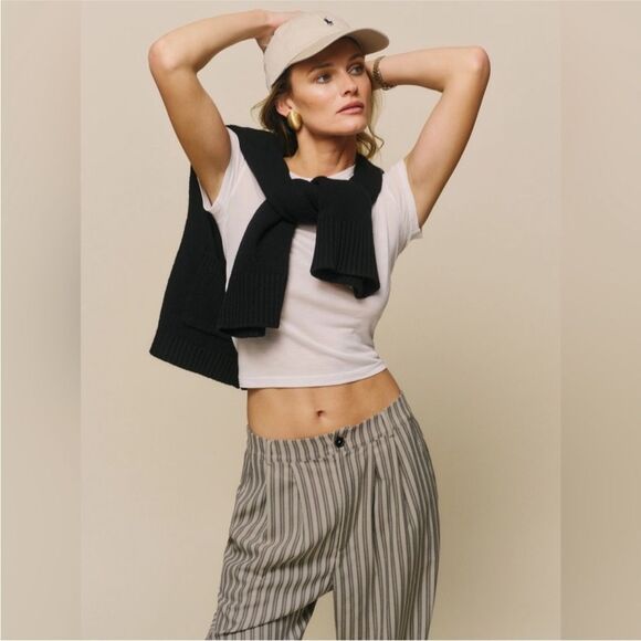 NEW Reformation Mason Pant in Slate Stripe - Picture 4 of 12